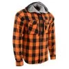 Motorcycle Hoodies NexGen MNG11642 Men's Orange And Black Long Sleeve Cotton Flannel Shirt With Hoodie