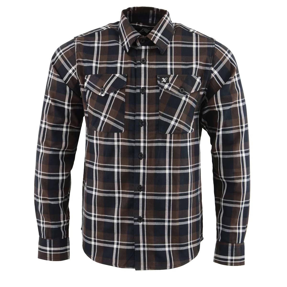 Riding Gear NexGen MNG11643 Men's Brown And Black With White Long Sleeve Cotton Flannel Shirt