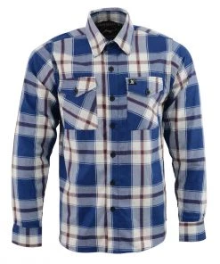 Riding Gear NexGen MNG11645 Men's Blue With White And Maroon Long Sleeve Cotton Flannel Shirt