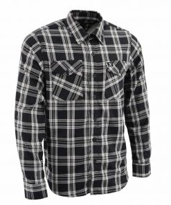 NexGen MNG11646 Men's Black And White Long Sleeve Cotton Flannel Shirt Riding Gear