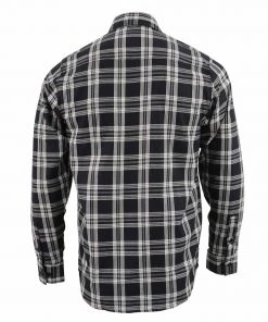 NexGen MNG11646 Men's Black And White Long Sleeve Cotton Flannel Shirt Riding Gear