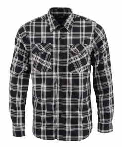 NexGen MNG11646 Men's Black And White Long Sleeve Cotton Flannel Shirt Riding Gear
