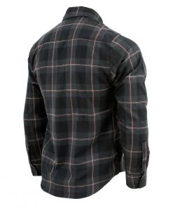 Milwaukee Leather MNG11647 Men's Black With Grey And Red Long Sleeve Cotton Flannel Shirt Riding Gear