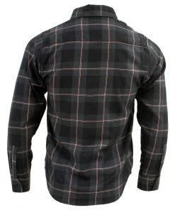 Milwaukee Leather MNG11647 Men's Black With Grey And Red Long Sleeve Cotton Flannel Shirt Riding Gear