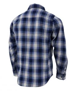 Riding Gear Milwaukee Leather MNG11650 Men's Blue And White Long Sleeve Cotton Flannel Shirt