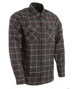 Riding Gear Milwaukee Leather MNG11651 Black And Red Long Sleeve Cotton Flannel Shirt
