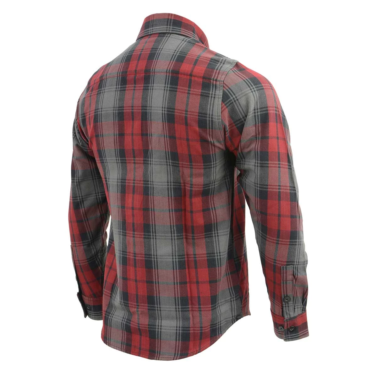 Riding Gear Milwaukee Leather MNG11652 Men's Black Grey And Red Long Sleeve Cotton Flannel Shirt