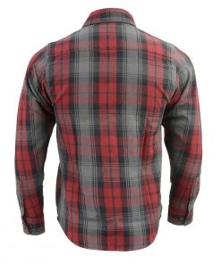 Riding Gear Milwaukee Leather MNG11652 Men's Black Grey And Red Long Sleeve Cotton Flannel Shirt