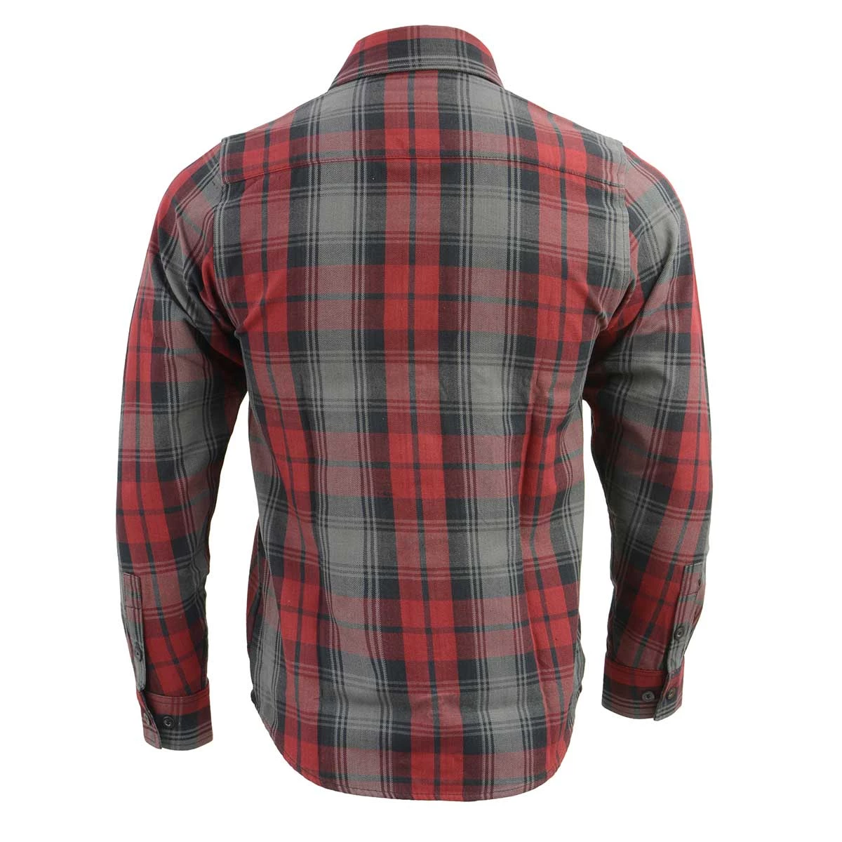 Riding Gear Milwaukee Leather MNG11652 Men's Black Grey And Red Long Sleeve Cotton Flannel Shirt