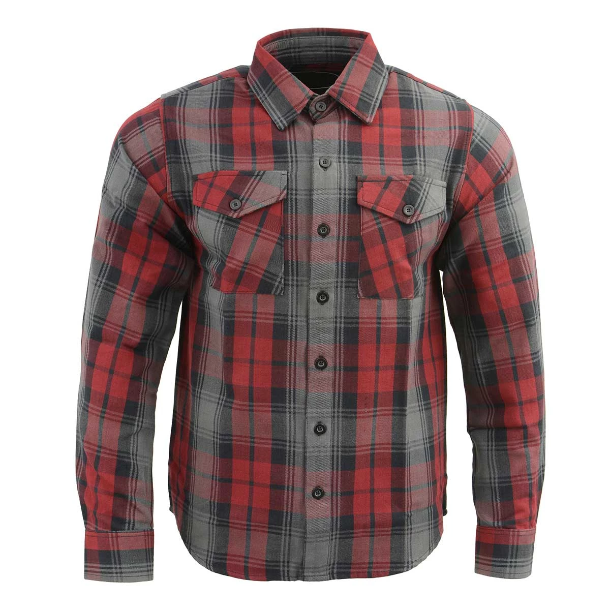 Riding Gear Milwaukee Leather MNG11652 Men's Black Grey And Red Long Sleeve Cotton Flannel Shirt