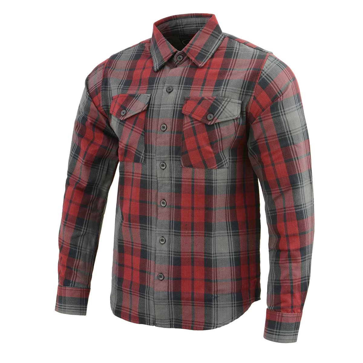 Riding Gear Milwaukee Leather MNG11652 Men's Black Grey And Red Long Sleeve Cotton Flannel Shirt