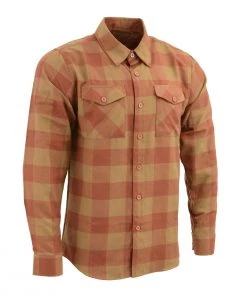 Milwaukee Leather MNG11653 Men's Brown And Beige Long Sleeve Cotton Flannel Shirt Riding Gear