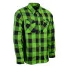 NexGen MNG11656 Men's Black And Neon-Green Long Sleeve Cotton Flannel Shirt Riding Gear