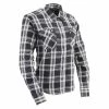 NexGen MNG21600 Ladies Black And White Long Sleeve Cotton Flannel Shirt