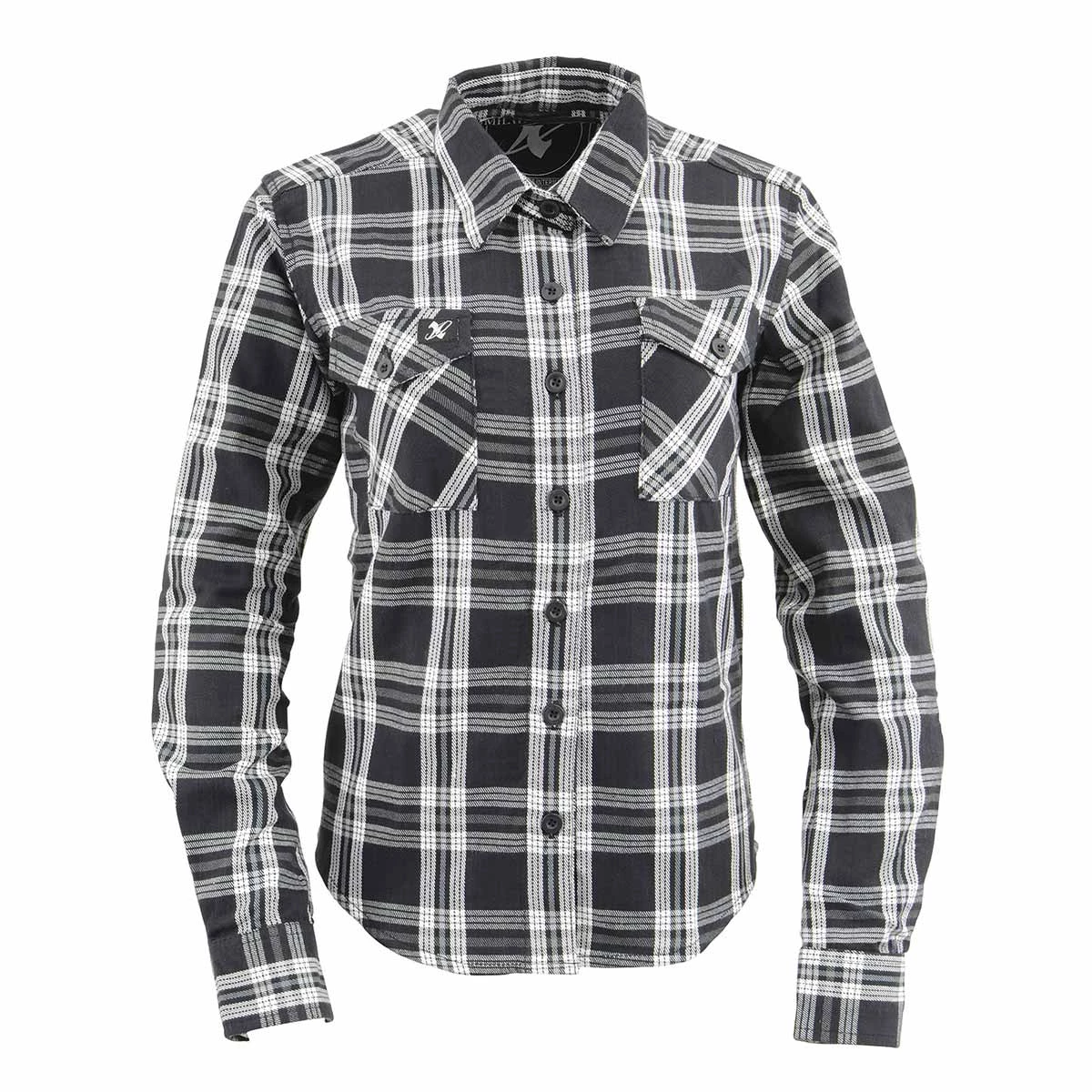 NexGen MNG21600 Ladies Black And White Long Sleeve Cotton Flannel Shirt