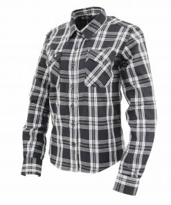 NexGen MNG21600 Ladies Black And White Long Sleeve Cotton Flannel Shirt