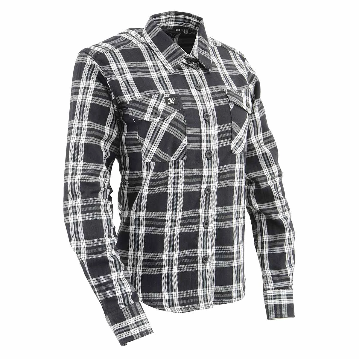 NexGen MNG21600 Ladies Black And White Long Sleeve Cotton Flannel Shirt