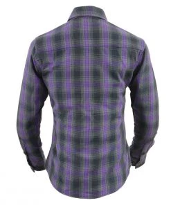 Motorcycle Jackets NexGen MNG21603 Women's Black And Purple Long Sleeve Flannel Shirt