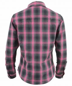 Motorcycle Jackets NexGen MNG21604 Women's Black And Pink Long Sleeve Flannel Shirt