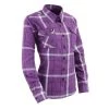 NexGen MNG21605 Women's Purple And White Long Sleeve Cotton Flannel Shirt Flannel Shirts