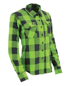 NexGen MNG21606 Women's Lime Green And Black Long Sleeve Cotton Flannel Shirt