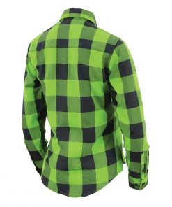NexGen MNG21606 Women's Lime Green And Black Long Sleeve Cotton Flannel Shirt