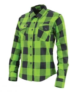 NexGen MNG21606 Women's Lime Green And Black Long Sleeve Cotton Flannel Shirt