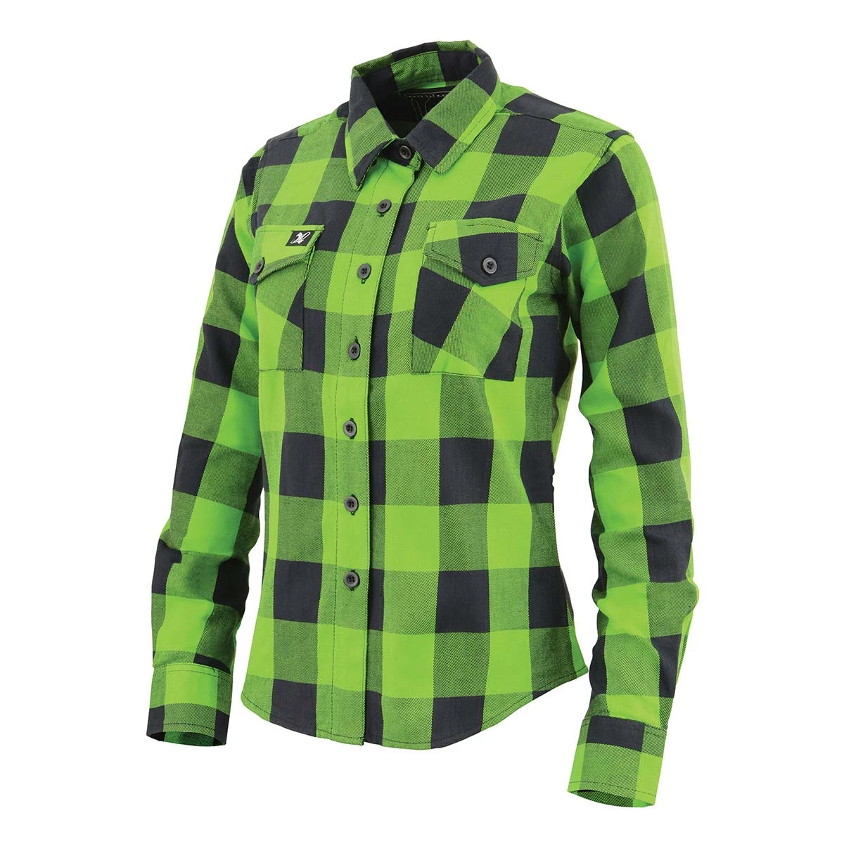 NexGen MNG21606 Women's Lime Green And Black Long Sleeve Cotton Flannel Shirt