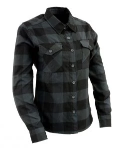 NexGen MNG21608 Women's Dark Gray And Black Long Sleeve Cotton Flannel Shirt Flannel Shirts