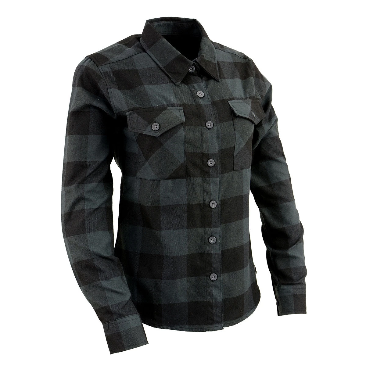 NexGen MNG21608 Women's Dark Gray And Black Long Sleeve Cotton Flannel Shirt Flannel Shirts