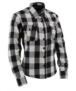 NexGen MNG21633 Women's Black And White Long Sleeve Cotton Flannel Shirt Flannel Shirts