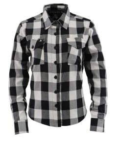 NexGen MNG21633 Women's Black And White Long Sleeve Cotton Flannel Shirt Flannel Shirts