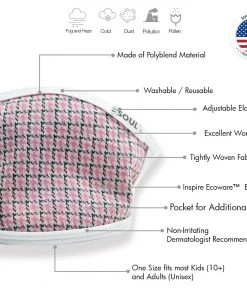 Air Soul MP7923FM Pink Protective Face Mask With Optional Filter Pocket