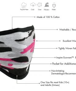 Milwaukee Performance Milwaukee Leather MP7924FM Ladies 'Camouflage Pink' 100 % Cotton Protective Face Mask With Optional Filter Pocket Riding Gear