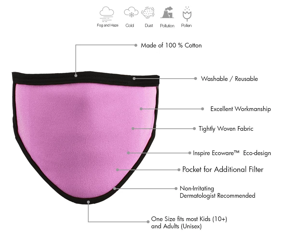 Milwaukee Performance Milwaukee Leather MP7924FM Ladies 'Black And PInk' 100 % Cotton Protective Face Mask With Optional Filter Pocket Riding Gear