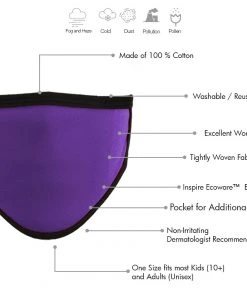 Milwaukee Performance Riding Gear Milwaukee Leather (Multi-Pack) MP7924FM Ladies 'Black And Purple' 100 % Cotton Protective Face Mask With Optional Filter Pocket