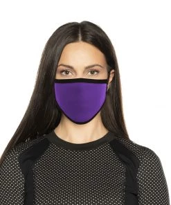 Milwaukee Performance Milwaukee Leather MP7924FM Ladies 'Black And Purple' 100 % Cotton Protective Face Mask With Optional Filter Pocket Riding Gear