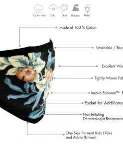 Milwaukee Performance Riding Gear Milwaukee Leather MP7924FM Ladies 'Floral Print' 100 % Cotton Protective Face Mask With Optional Filter Pocket