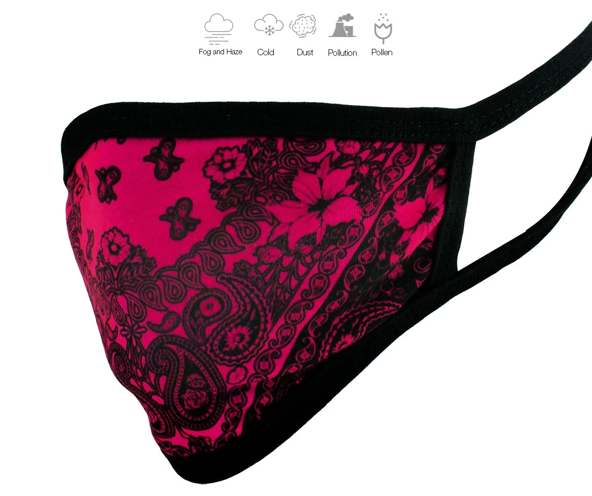 Milwaukee Performance Milwaukee Leather FMD1012 Ladies 'Paisley Pink' 100 % Cotton Protective Face Mask With Optional Filter Pocket