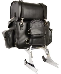 Riding Gear Xelement X8100 Large 2 Piece Black Deluxe Water-Resistant Chrome Studded Motorcycle Touring Pack