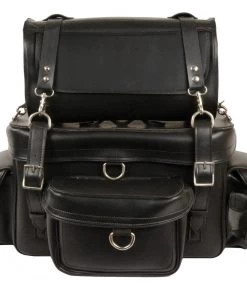 Riding Gear Xelement X8100 Large 2 Piece Black Deluxe Water-Resistant Chrome Studded Motorcycle Touring Pack