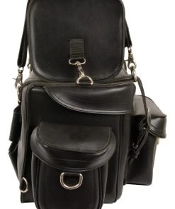 Riding Gear Xelement X8100 Large 2 Piece Black Deluxe Water-Resistant Chrome Studded Motorcycle Touring Pack