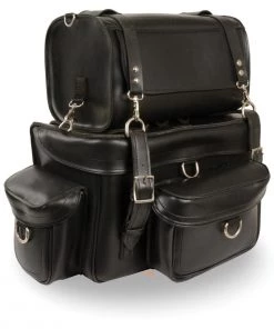 Riding Gear Xelement X8100 Large 2 Piece Black Deluxe Water-Resistant Chrome Studded Motorcycle Touring Pack