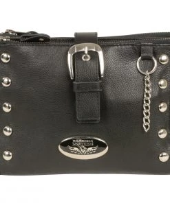 Milwaukee Performance Riding Gear Milwaukee Leather MP8800 Women's Black Leather Studded Shoulder Bag