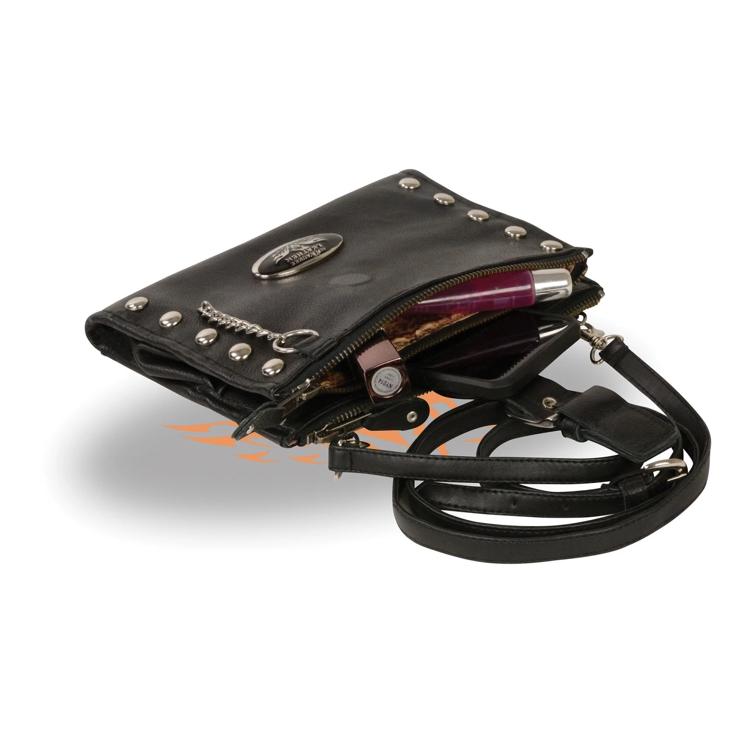 Milwaukee Performance Riding Gear Milwaukee Leather MP8800 Women's Black Leather Studded Shoulder Bag