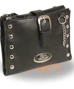 Milwaukee Performance Riding Gear Milwaukee Leather MP8800 Women's Black Leather Studded Shoulder Bag