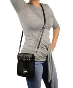 Riding Gear Milwaukee Leather MP8805 Women's Black Small Leather Studded Shoulder Bag