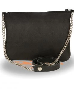 Riding Gear Milwaukee Leather MP8810 Women's Black Chain Strap Riveted Shoulder Bag