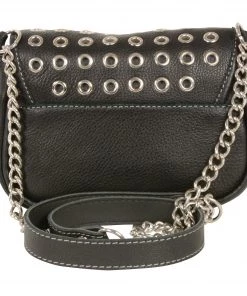 Riding Gear Milwaukee Leather MP8830 Ladies Black Leather Chain Strap Shoulder Bag