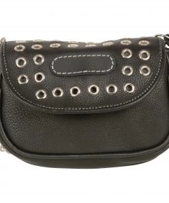 Riding Gear Milwaukee Leather MP8830 Ladies Black Leather Chain Strap Shoulder Bag